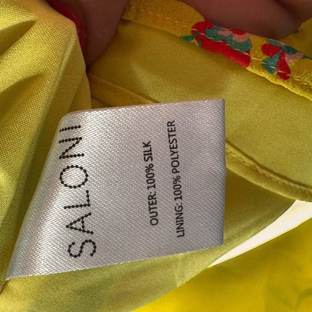 Saloni size 4 Holly ruffled trim silk floral midi dress‎ NWOT